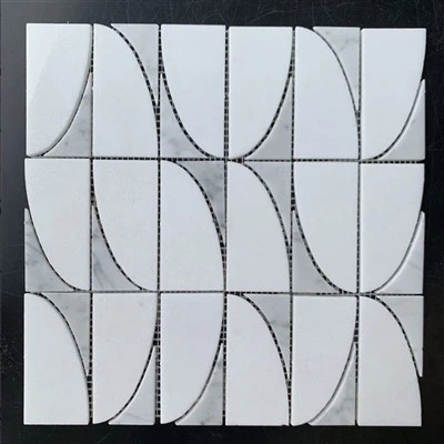Thassos Mother Of Pearl Marble Mosaic Chevron